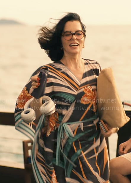Victoria's palm leaf print wrap dress on The White Lotus