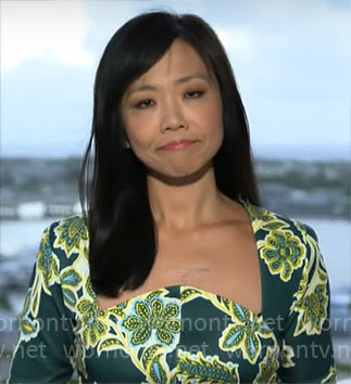 Weijia Jiang's green floral dress on CBS Mornings
