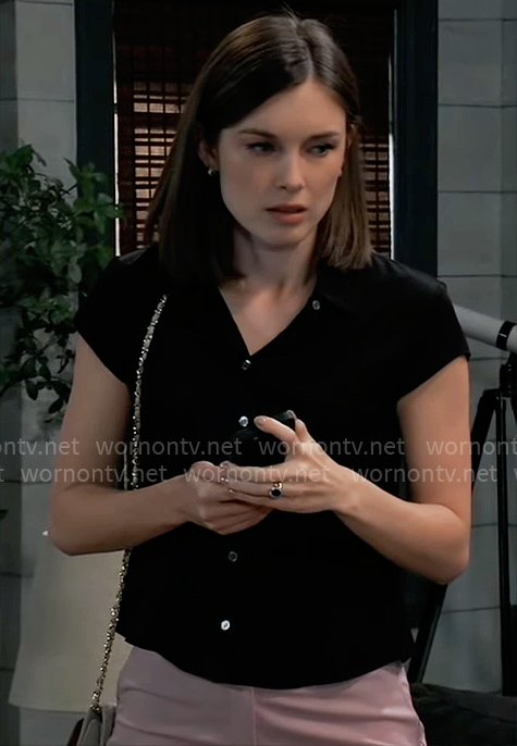 Willow's black cap-sleeve shirt on General Hospital