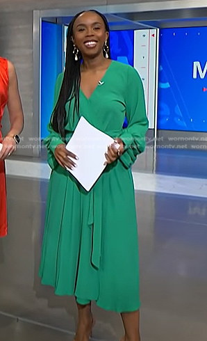 Zinhle's green wrap midi dress on NBC News Daily