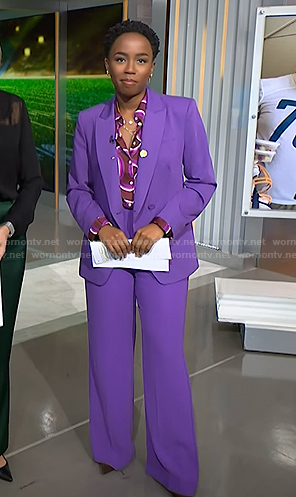 Zinhle's purple blazer and pants on NBC News Daily