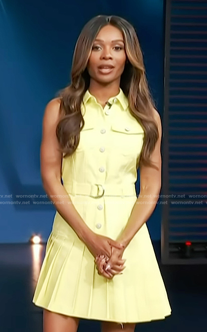 Zuri's yellow belted mini dress on Access Hollywood
