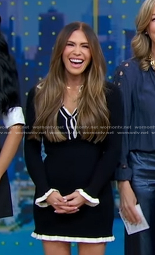 Jessi Ngatikaura's black contrat trim polo dress on Good Morning America