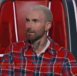 Adam Levine's red plaid shirt on The Voice