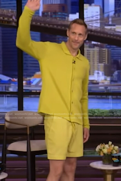 Alexander Skarsgard's lime green cardigan on Live with Kelly and Mark