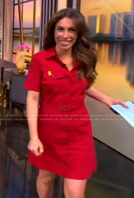 Alyssa's red belted mini dress on The View