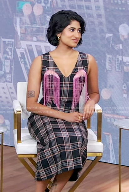 Amita Rao's black plaid dress on Good Morning America