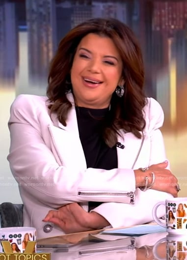 Ana's white leather moto jacket on The View