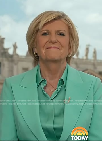 Anne's mint green peak lapel blazer on Today