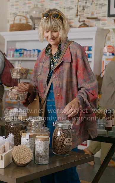Anne's red checked shirt jacket on The Four Seasons