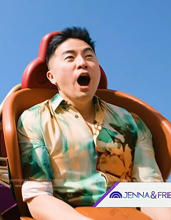 Bowen Yang's green floral print shirt on Today