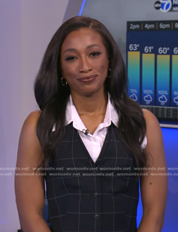 Brittany's navy check vest on Good Morning America