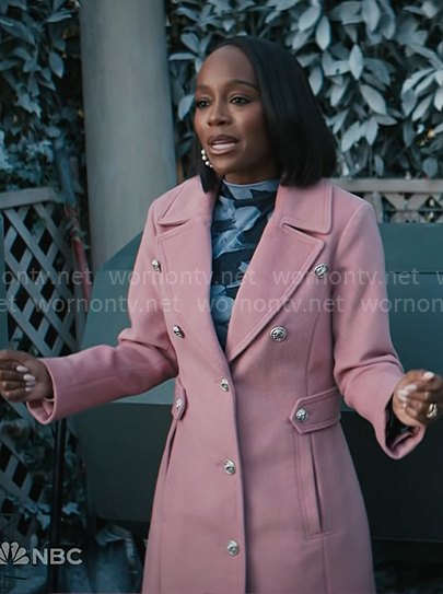 Catherine's pink coat on Grosse Pointe Garden Society