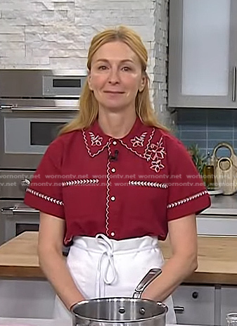 Christina Tosi's red embroidered shirt on Today