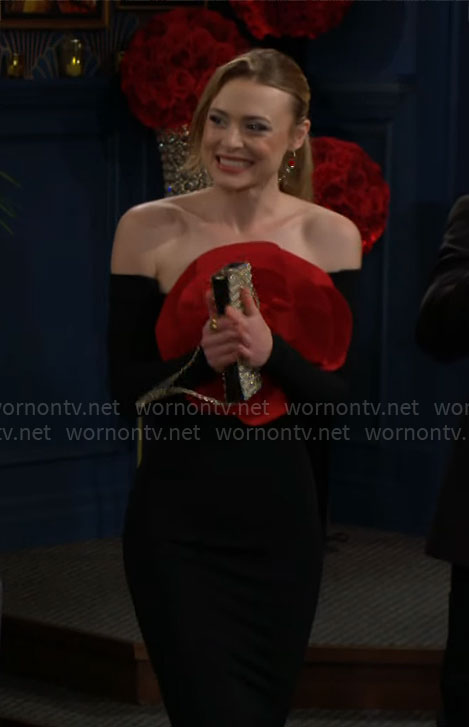 Claire's strapless dress with red flower on The Young and the Restless