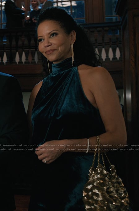 Claudia's green velvet halter dress on Elsbeth