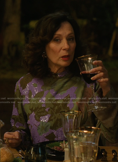 Clea Duplessis's purple floral metallic top on Etoile
