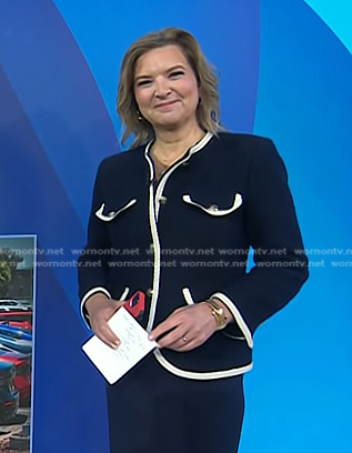 Christine's navy contrast trim jacket on Today