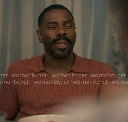 Danny's orange knit polo on The Four Seasons