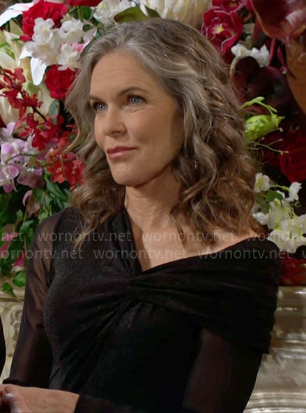 Diane's black asymmetric dress on The Young and the Restless