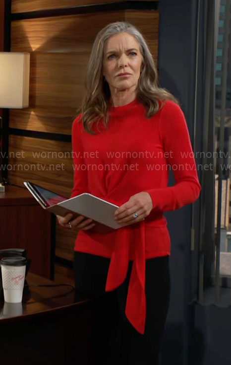Diane's red tie-waist sweater on The Young and the Restless
