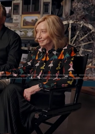 Doris Kearns Goodwin's black printed shirt on Good Morning America