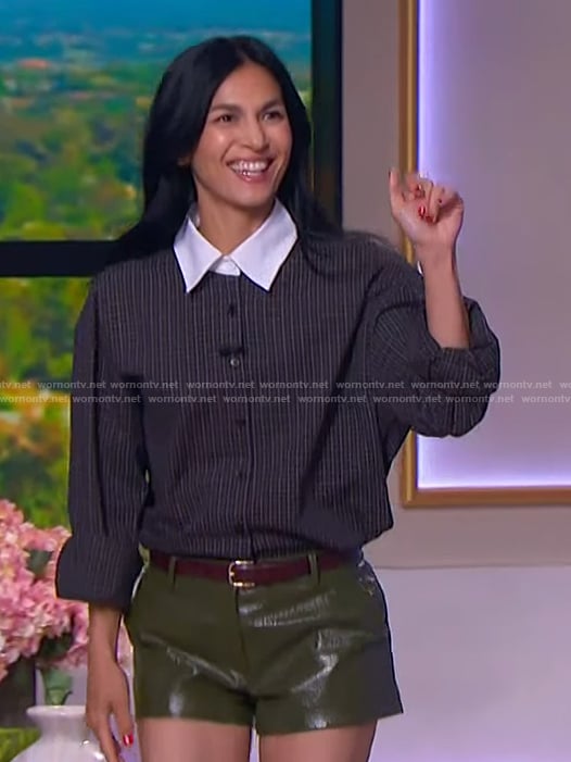 Elodie Yung's check print top and shorts on The Jennifer Hudson Show