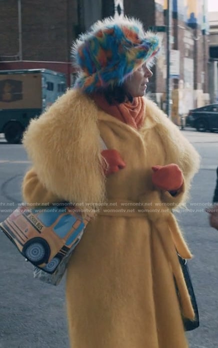 Elsbeth's multicolored fur hat on Elsbeth