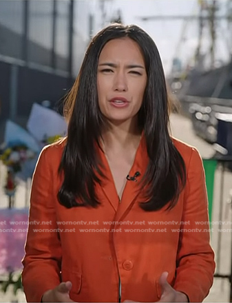 Emilie's orange cropped blazer and pants on Today