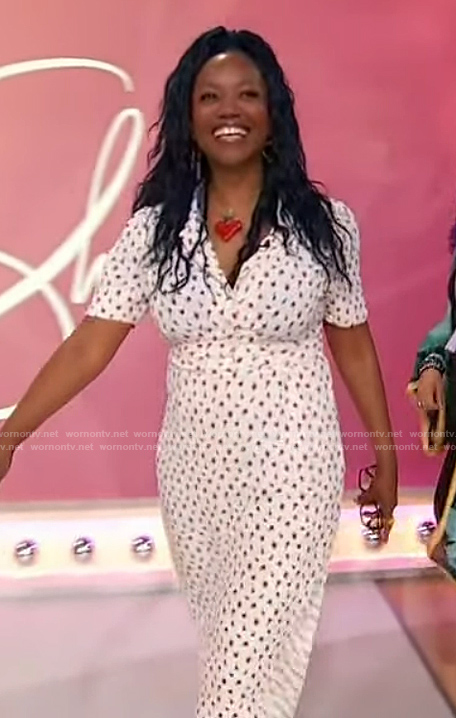 Erika Alexander's white floral print dress on Sherri