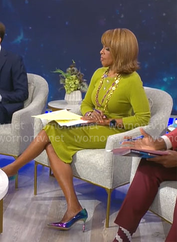 Gayle King's green sweater dress on CBS Mornings
