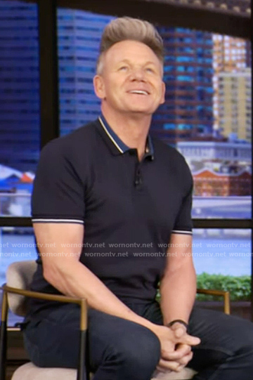 Gordon Ramsay's navy polo shirt on Live with Kelly and Mark