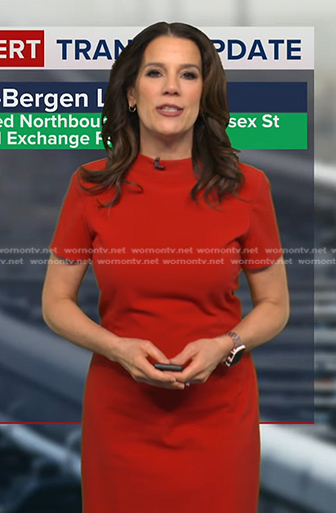 Heather's red short sleeve dress on Good Morning America