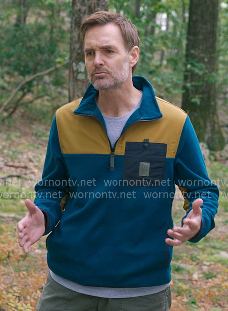 Jack's teal colorblock fleece pullover on The Four Seasons