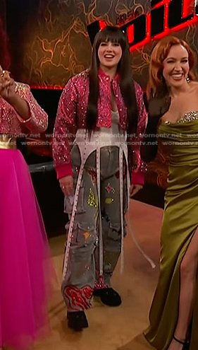 Jadyn Cree Olesen's grey denim cargo pants on The Voice