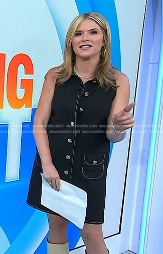Jenna's black button front sleeveless mini dress on Today