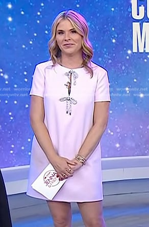 Jenna's pink bow embellished mini dress on Today