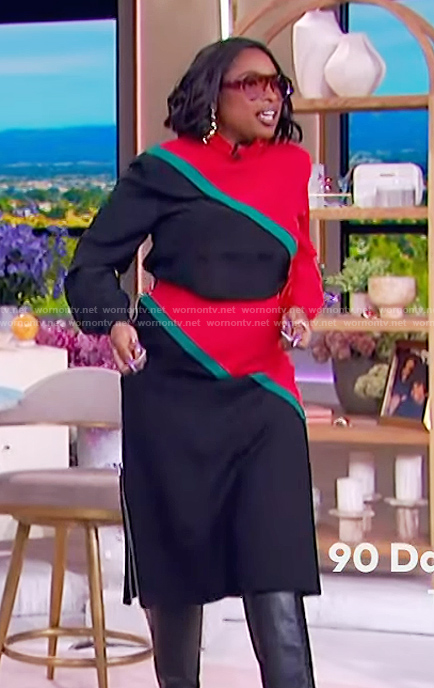 Jennifer's colorblock top and skirt on The Jennifer Hudson Show