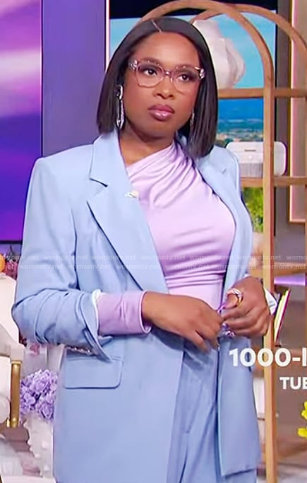 Jennifer's blue blazer and pants on The Jennifer Hudson Show