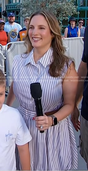 Jennifer Llamas's striped belted poplin dress on Today