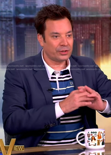 Jimmy Fallon's blue striped polo sweater on The View