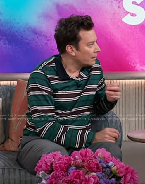 Jimmy Fallon's striped shirt on The Kelly Clarkson Show