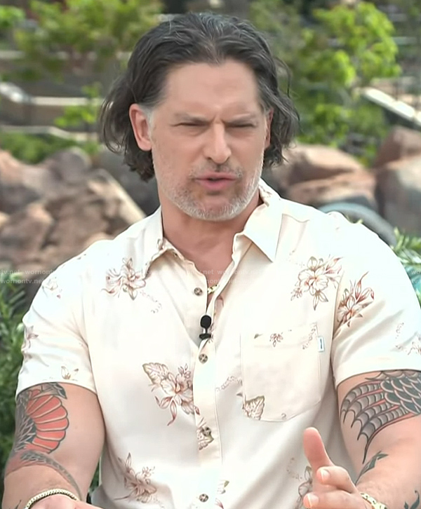 Joe Manganiello's floral print shirt on Access Hollywood