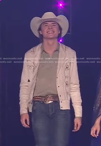 John Foster's white embroidered western shirt on American Idol