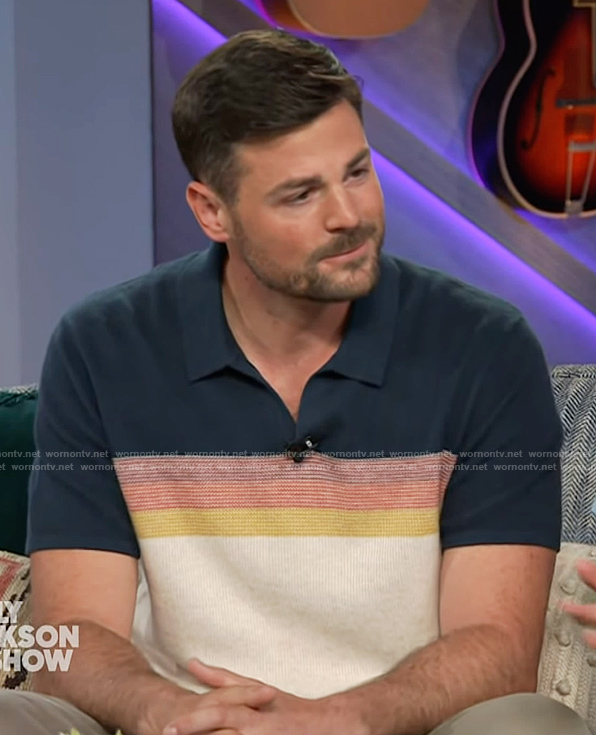 John's striped polo on The Kelly Clarkson Show