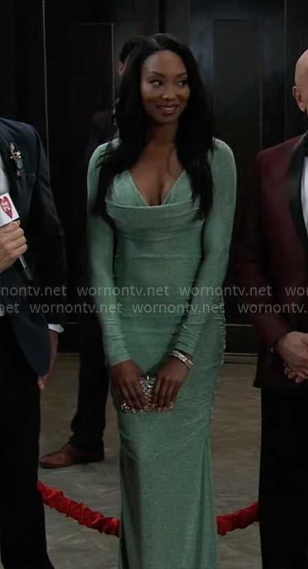 Jordan's green Nurses Ball 2025 gown on General Hospital