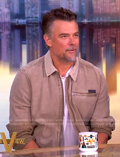 Josh Duhamel's khaki zip front jacket on The View