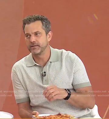 Joshua Jackson's khaki green knit polo on Today