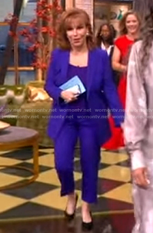 Joy's purple blazer and pants on The View