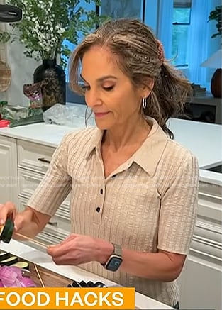 Joy's beige ribbed polo on Today